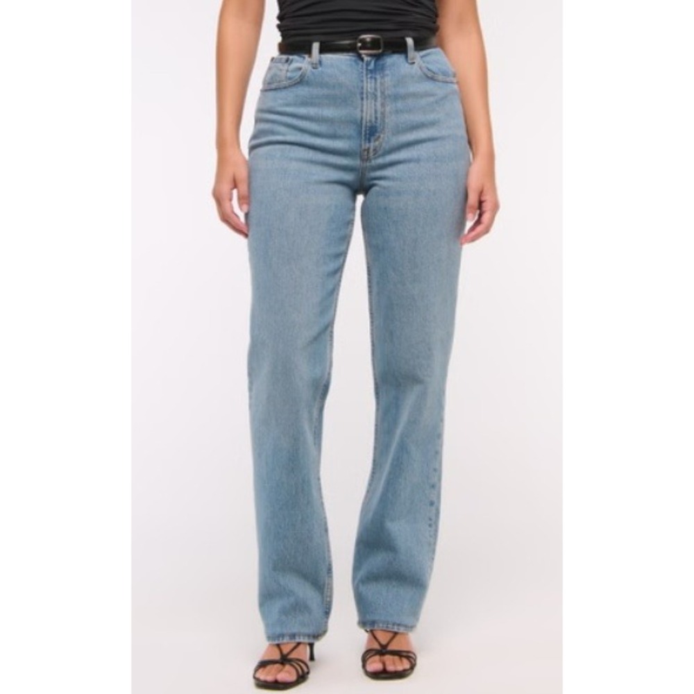 ABERCROMBIE & FITCH Curve 90s High Rise Straight Jeans Medium Wash Women Size 26